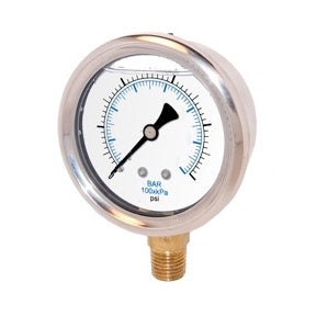 LFSM25-160 | 2.5" Dial  1/4" Side Mount Port  0 - 160 psi  Liquid Filled Gauge