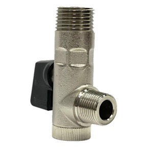 BPSC-5038 | 1/2" x 3/8" MPT Combo Mini Chrome Strainer/Shut-Off Valve 600 PSI CWP