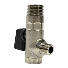 BPSC-5025 | 1/2" x 1/4" MPT Combo Mini Chrome Strainer/Shut-Off Valve 600 PSI CWP