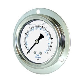 LFBM25-300F | 2.5" Dial 1/4" Back Mount Port  0 - 300 psi  Liquid Filled Gauge w/  Flange