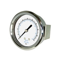 DRBM25-300U | 2.5" Dial 1/4" Back Mount Port  0 - 300 psi  Dry Gauge w/ U-Clamp